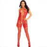 Leg Avenue - Bodystocking Cou Licol Coeurs Rouges Rouge